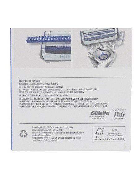 gillette skinguard rasoio - base con 1 testina ricambio - pelle sensibile: tuttocasashop.live: igiene e cura della persona