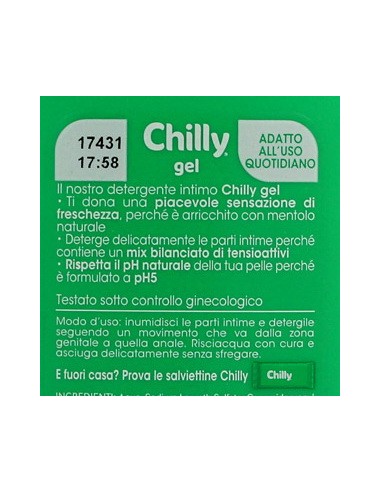 chilly detergente intimo 200ml - gel freschezza naturale a lungo - antiodor: tuttocasashop.live: igiene e cura della persona