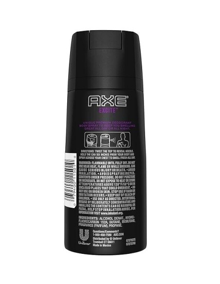 axe deodorante body spray for men - 150ml - excite: tuttocasashop.live: igiene e cura della persona