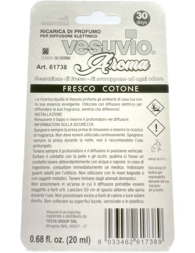 vesuvio ricarica deodorante elettrico compatibile ambipur freschezza cotone: tuttocasashop.live: pulizia e cura della casa