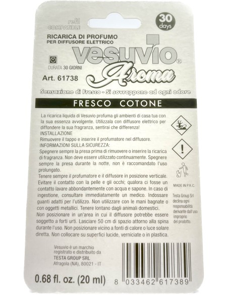 vesuvio ricarica deodorante elettrico compatibile ambipur freschezza cotone: tuttocasashop.live: pulizia e cura della casa