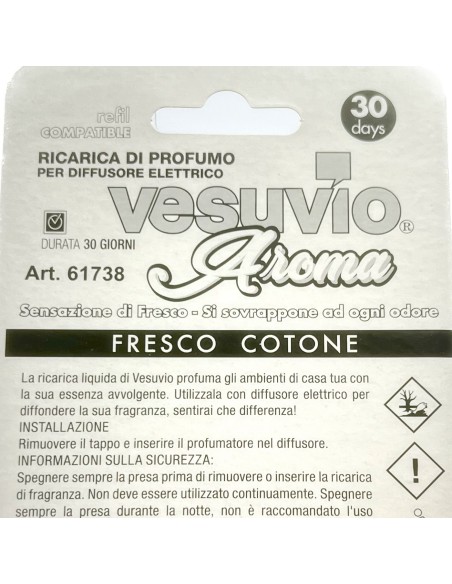 vesuvio ricarica deodorante elettrico compatibile ambipur freschezza cotone: tuttocasashop.live: pulizia e cura della casa