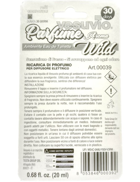 vesuvio ricarica deodorante elettrico compatibile ambipur - wild: tuttocasashop.live: pulizia e cura della casa
