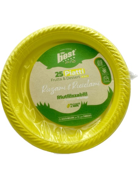 the best 25 piatti plastica riutilizzabili - dessert diametro 17cm - giallo: tuttocasashop.live: carta & monouso