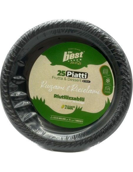 the best 25 piatti plastica riutilizzabili - dessert diametro 17cm - nero: tuttocasashop.live: carta & monouso