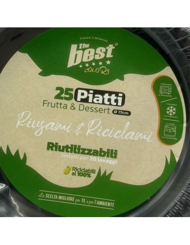 the best 25 piatti plastica riutilizzabili - dessert diametro 17cm - nero: tuttocasashop.live: carta & monouso