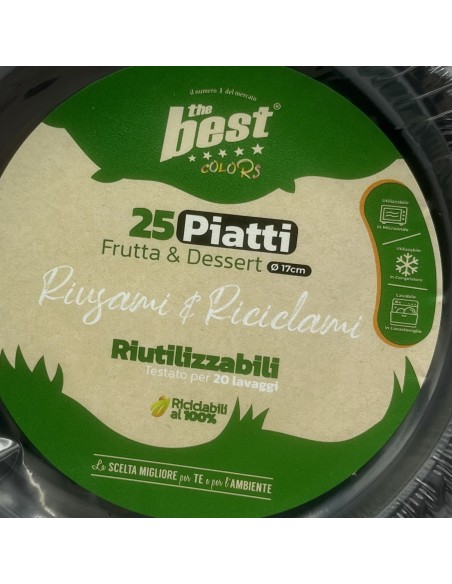 the best 25 piatti plastica riutilizzabili - dessert diametro 17cm - nero: tuttocasashop.live: carta & monouso