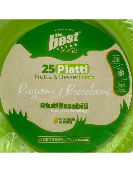 the best 25 piatti plastica riutilizzabili - dessert diametro 17cm - verde: tuttocasashop.live: carta & monouso