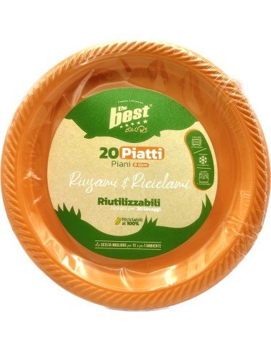 the best 20 piatti plastica riutilizzabili - piani diametro 22cm - arancio: tuttocasashop.live: carta & monouso