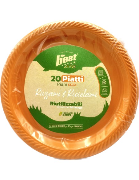 the best 20 piatti plastica riutilizzabili - piani diametro 22cm - arancio: tuttocasashop.live: carta & monouso