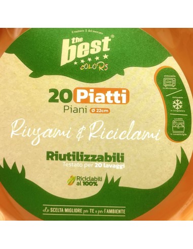 the best 20 piatti plastica riutilizzabili - piani diametro 22cm - arancio: tuttocasashop.live: carta & monouso