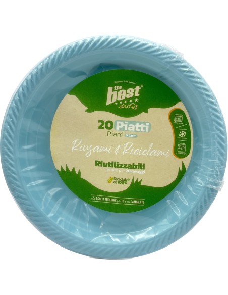 the best 20 piatti plastica riutilizzabili - piani diametro 22cm - azzurro: tuttocasashop.live: carta & monouso