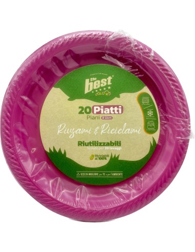 the best 20 piatti plastica riutilizzabili - piani diametro 22cm - fucsia: tuttocasashop.live: carta & monouso