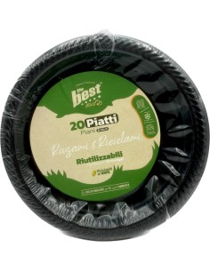 the best 20 piatti plastica riutilizzabili - piani diametro 22cm - nero: tuttocasashop.live: carta & monouso