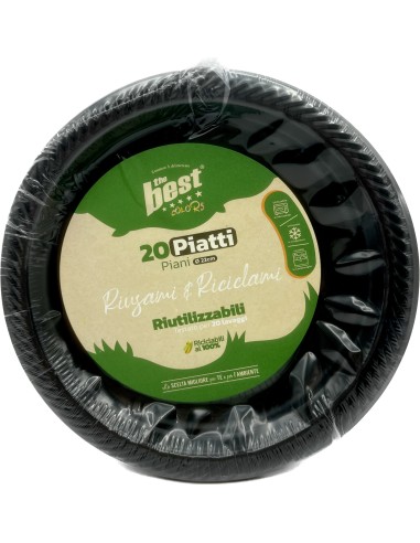 the best 20 piatti plastica riutilizzabili - piani diametro 22cm - nero: tuttocasashop.live: carta & monouso