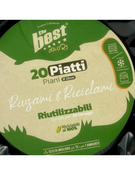 the best 20 piatti plastica riutilizzabili - piani diametro 22cm - nero: tuttocasashop.live: carta & monouso