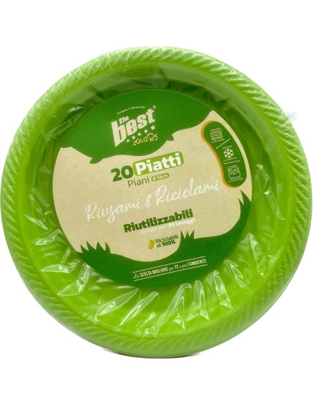the best 20 piatti plastica riutilizzabili - piani diametro 22cm - verde: tuttocasashop.live: carta & monouso