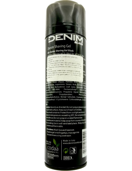 denim shaving gel - schiuma da barba gel - 200ml - black: tuttocasashop.live: igiene e cura della persona
