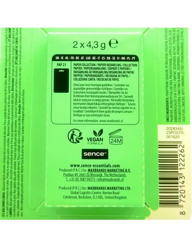 sence lip balm - 2 stick protettivo labbra da 4.3g - aloe vera: tuttocasashop.live: igiene e cura della persona