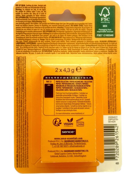 sence lip balm - 2 stick protettivo labbra da 4.3g - coconut: tuttocasashop.live: igiene e cura della persona