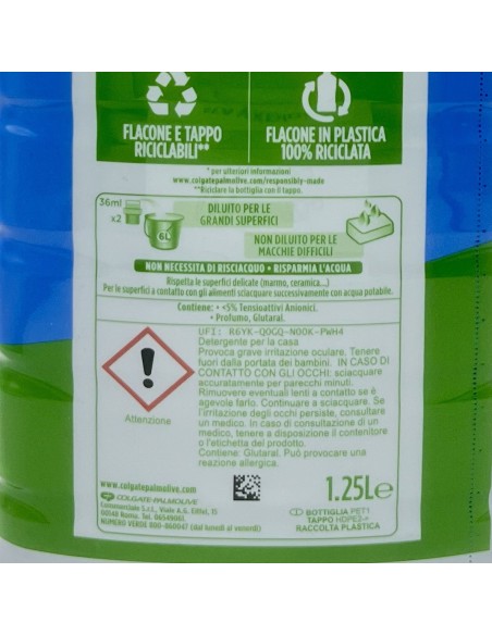 ajax pavimenti detergente liquido - 1250ml - classico: tuttocasashop.live: pulizia e cura della casa