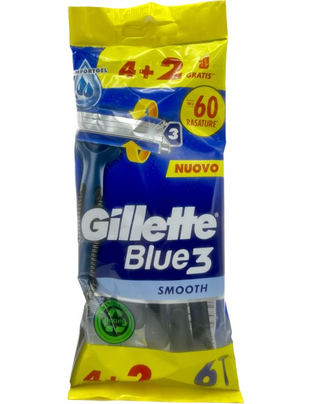 gillette blue 3 - 6 rasoi con testina oscillante lubrificante a tripla lama: tuttocasashop.live: igiene e cura della persona