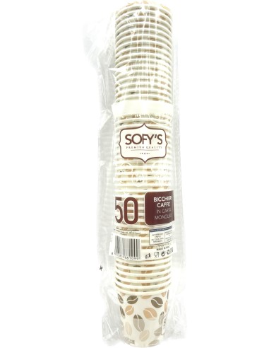 sofys bicchieri caffe' monouso in carta da 75ml - 50 pezzi - bianco: tuttocasashop.live: carta & monouso