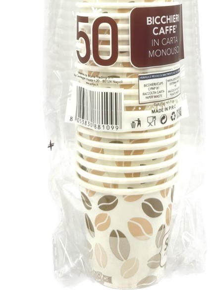 sofys bicchieri caffe' monouso in carta da 75ml - 50 pezzi - bianco: tuttocasashop.live: carta & monouso