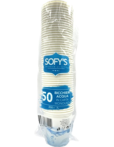 sofys bicchieri in cartoncino - 165ml - 50 pezzi - bianco: tuttocasashop.live: carta & monouso