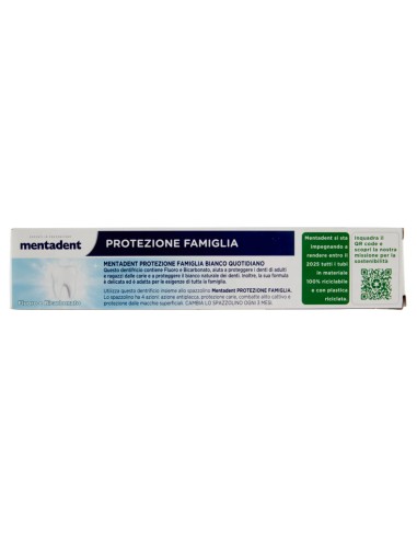 mentadent dentifricio 75ml - protezione famiglia - bianco quotidiano: tuttocasashop.live: igiene e cura della persona