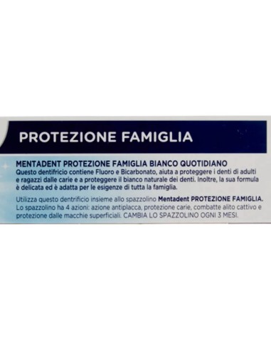 mentadent dentifricio 75ml - protezione famiglia - bianco quotidiano: tuttocasashop.live: igiene e cura della persona