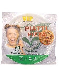 vip 12 piatti pizza in plastica riutilizzabili diametro 33cm - trasparenti: tuttocasashop.live: carta & monouso