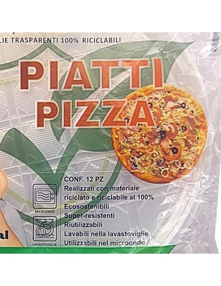 vip 12 piatti pizza in plastica riutilizzabili diametro 33cm - trasparenti: tuttocasashop.live: carta & monouso