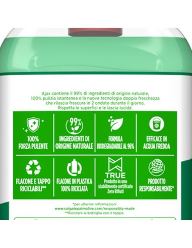 ajax pavimenti detergente liquido - 1250ml - limone: tuttocasashop.live: pulizia e cura della casa