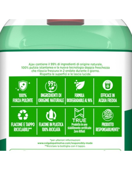ajax pavimenti detergente liquido - 1250ml - limone: tuttocasashop.live: pulizia e cura della casa