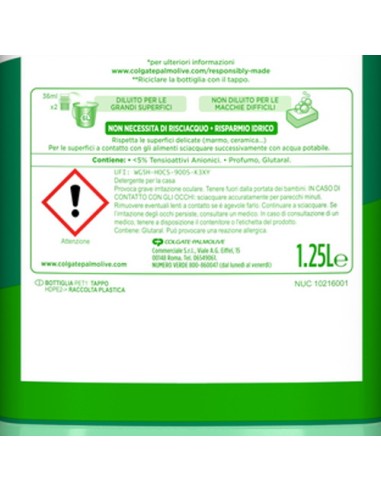 ajax pavimenti detergente liquido - 1250ml - limone: tuttocasashop.live: pulizia e cura della casa