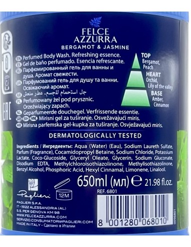 felce azzurra bagnoschiuma 650ml - bergamotto e fiori di cedro - fresco: tuttocasashop.live: igiene e cura della persona