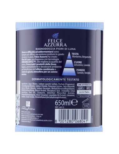 felce azzurra bagnoschiuma 650ml - fiori di luna - essenza rilassante: tuttocasashop.live: igiene e cura della persona