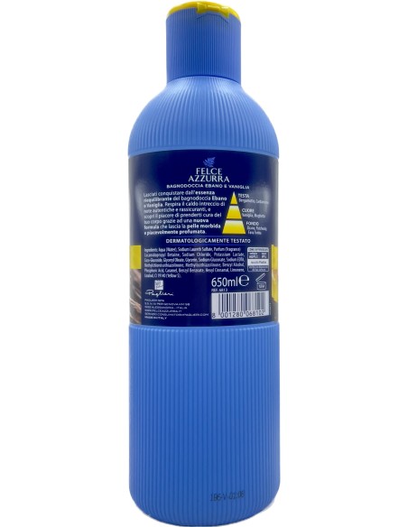 felce azzurra bagnoschiuma 650ml - ebano e vaniglia - riequilibrante: tuttocasashop.live: igiene e cura della persona