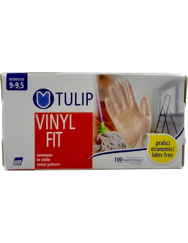 tulip vinyl fit 100 guanti in vinile non talcati - taglia gigante xl 9.5: tuttocasashop.live: pulizia e cura della casa