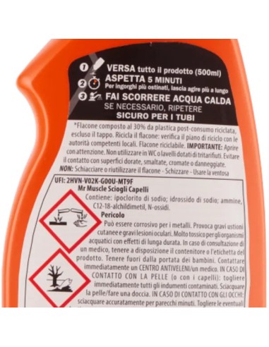 mr muscle sciogli capelli gel 500ml - libera gli scarichi da capelli e peli: tuttocasashop.live: pulizia e cura della casa