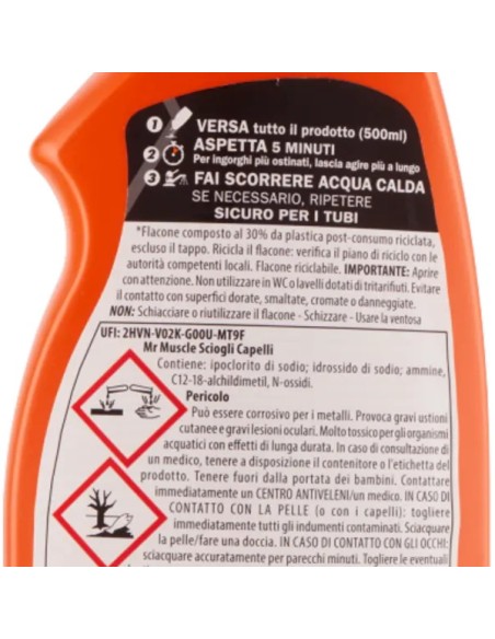 mr muscle sciogli capelli gel 500ml - libera gli scarichi da capelli e peli: tuttocasashop.live: pulizia e cura della casa