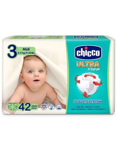 chicco pannolini ultra fit&fun taglia 3 midi 4-9kg - 42 pezzi - pacco maxi: tuttocasashop.live: igiene e cura della persona