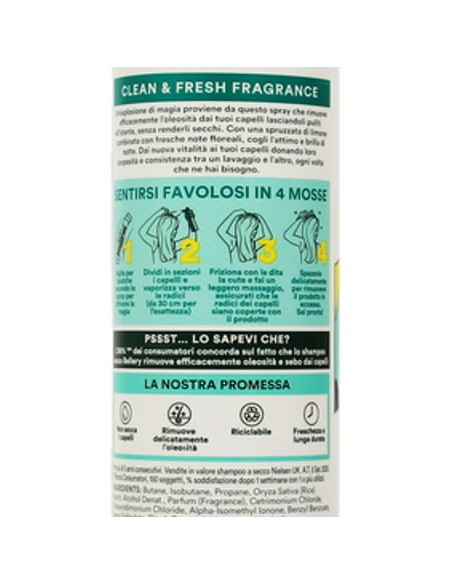 bellery shampoo secco spray 200ml - original - classic fresh: tuttocasashop.live: igiene e cura della persona