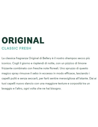bellery shampoo secco spray 200ml - original - classic fresh: tuttocasashop.live: igiene e cura della persona