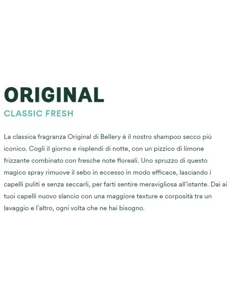 bellery shampoo secco spray 200ml - original - classic fresh: tuttocasashop.live: igiene e cura della persona