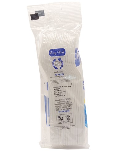 very well 20 forchette riutilizzabili in plastica 17cm - bianche: tuttocasashop.live: carta & monouso