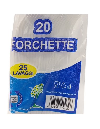 very well 20 forchette riutilizzabili in plastica 17cm - bianche: tuttocasashop.live: carta & monouso