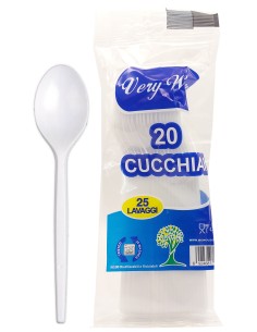 very well 20 cucchiai riutilizzabili in plastica 17cm - bianchi: tuttocasashop.live: carta & monouso