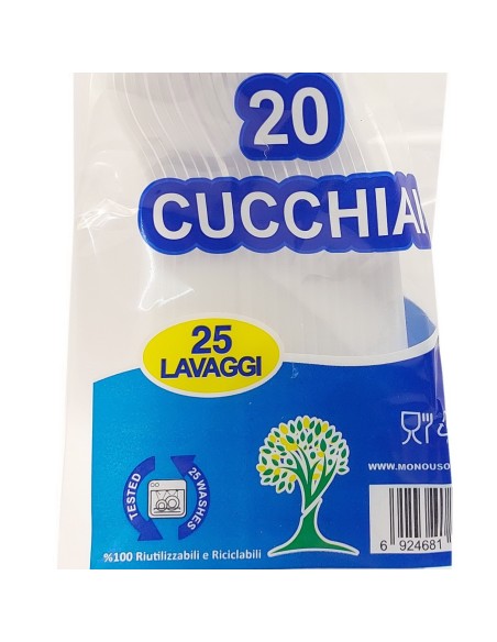 very well 20 cucchiai riutilizzabili in plastica 17cm - bianchi: tuttocasashop.live: carta & monouso